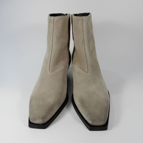 All Saints Lenora Heeled Ankle Boots Size 37 6.5 7 Stone Suede Leather NEW $349 - Picture 5 of 15